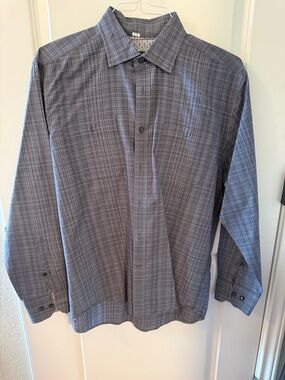 Pronto Uomo Gray Blue Plaid Dress Shirt